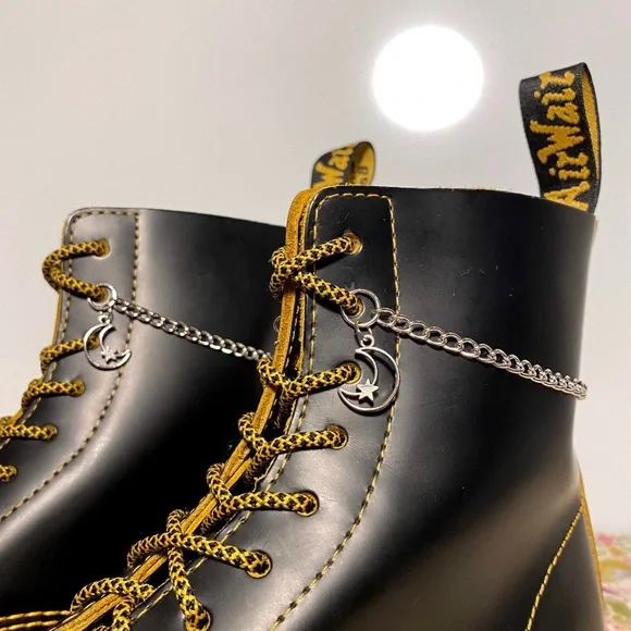 Silver Moon & Star Charm Anklet Chains for Boots & Skates - Picture 3 of 5